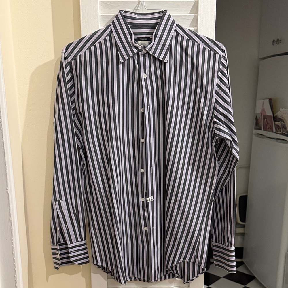 Bagutta Blue and Purple Striped Dress Shirt